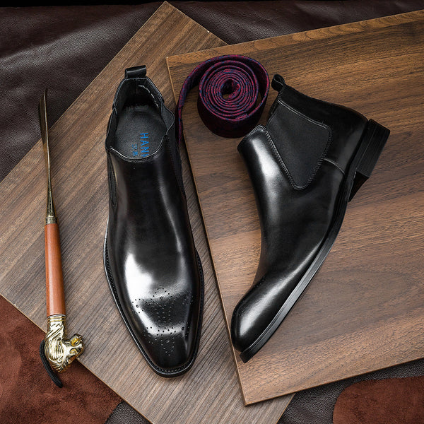 Premium Leather Martin Boots - Men's Classic Pointed Toe Dress Boots