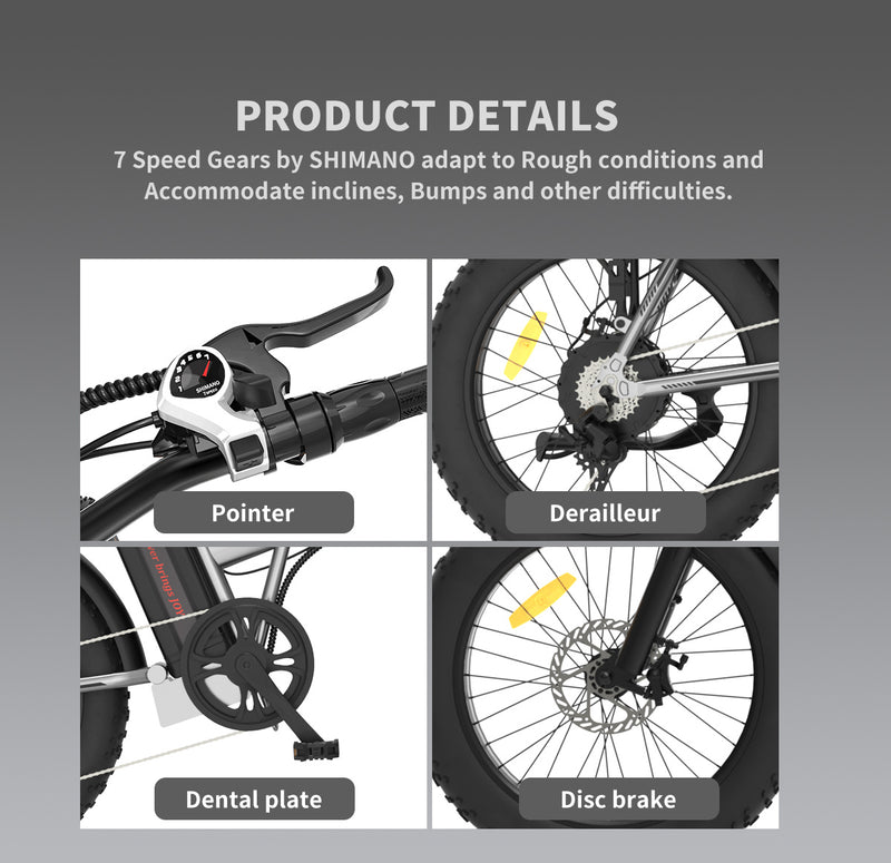 Premium Foldable Fat Tire Electric Bike - 20x4.0 Inch 48V Extended Range E-Bike with Dual Disc Brakes