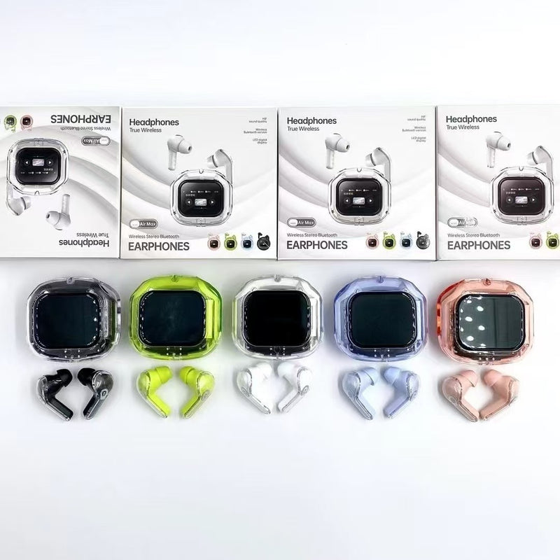 Wireless Bluetooth Earbuds with LCD Display & Noise Reduction Technology