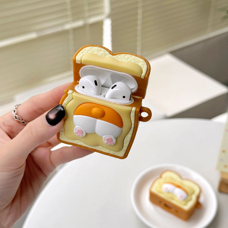 Adorable Corgi Toast Silicone AirPods Case - Cute Cartoon Wireless Earphone Protection