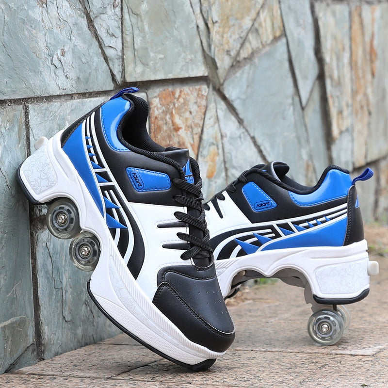 Four-Wheeled TikTok Roller Shoes - Adjustable Pulley Skates for Men and Women