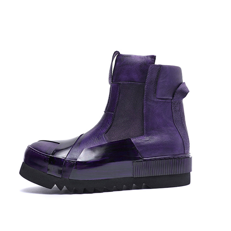 Handcrafted Retro Leather Heightening Casual Shoes - Thick Sole Design