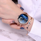 Elegant Rose Gold Smart Watch - Waterproof Fitness Tracker with Heart Rate Monitor for Active Women