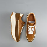 Premium Genuine Leather Men's Breathable Platform Sports Shoes - Summer Retro Style