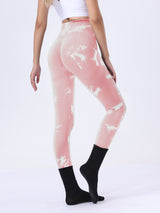Premium Butt Lifting Yoga Leggings - Hollow Out Tummy Control Athletic Pants with Tie Dye Design
