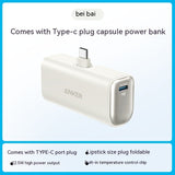 Premium Capsule Power Bank - Ultra-Compact 5000mAh Portable Charger with Foldable USB-C