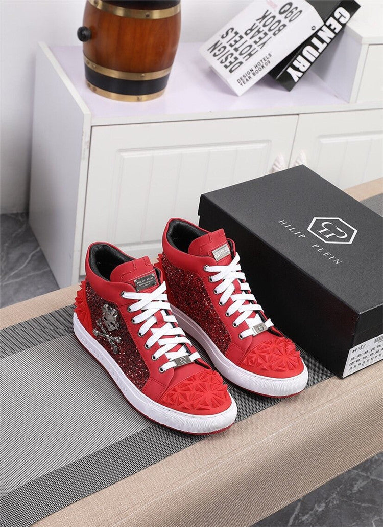 Premium Genuine Leather High-Top Skeleton Design Men's Breathable Shoes