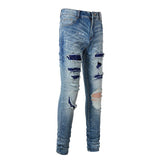 Hot Diamond Speckle Paint Elastic Slim Fit Light Jeans For Men