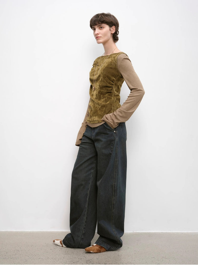 Heavy-Duty Distressed, Slim and Durable Mid-Rise  Cotton Washed Jeans