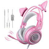 Adorable Cat Ear Gaming Headset - Pink G951s Wired Headphones with Microphone for PC, PS4, Phone & Tablet