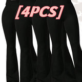 Premium Sharkskin Texture High-Waisted Flare Leggings - 4-Piece Sculpting Set