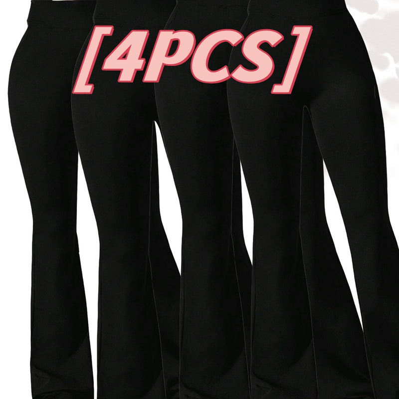Premium Sharkskin Texture High-Waisted Flare Leggings - 4-Piece Sculpting Set