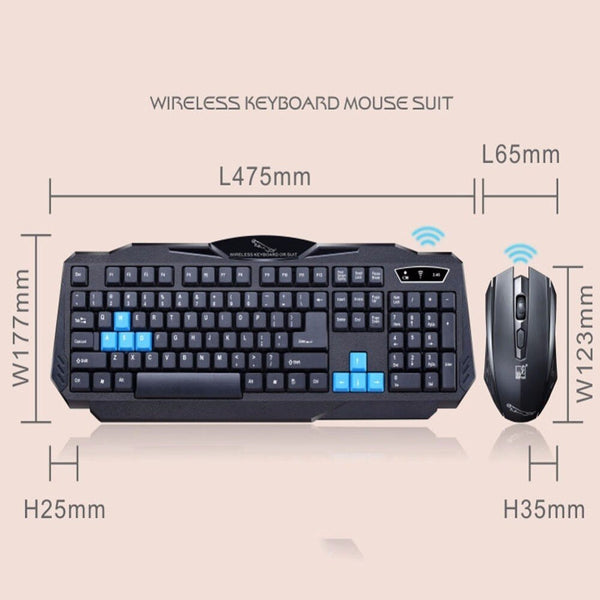 Professional Wireless Gaming Keyboard Mouse Set - 12000 DPI Ergonomic Black Combo for Office & Gaming