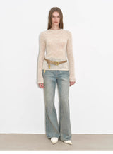 Retro All-Season Slim-Fit Versatile Floor-Length Washed Flared Jeans