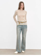 Retro All-Season Slim-Fit Versatile Floor-Length Washed Flared Jeans