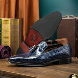 Premium Blue British Leather Business Casual Shoes - Men's Professional Footwear