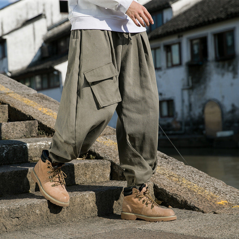 Men's Tactical Cargo Pants - Wide Leg Workwear Trousers with Large Pockets