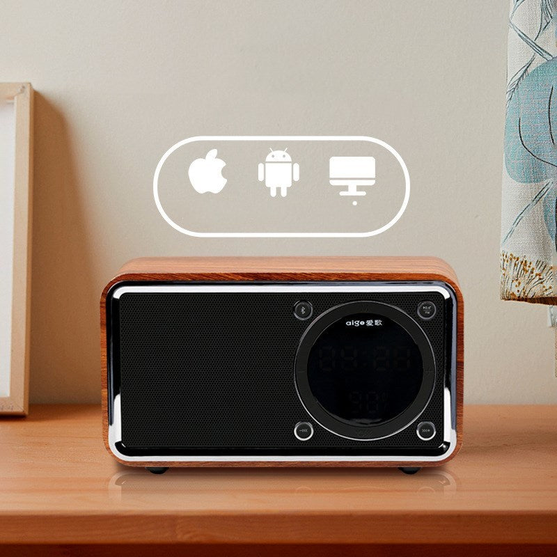 Wooden Bluetooth Speaker with Subwoofer - Desktop Wireless Audio System