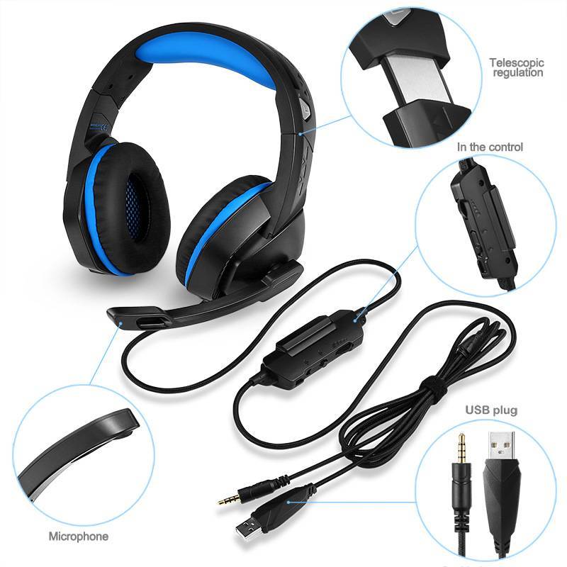 Professional Gaming Headset with Built-in Sound Card & Optical LED Lighting