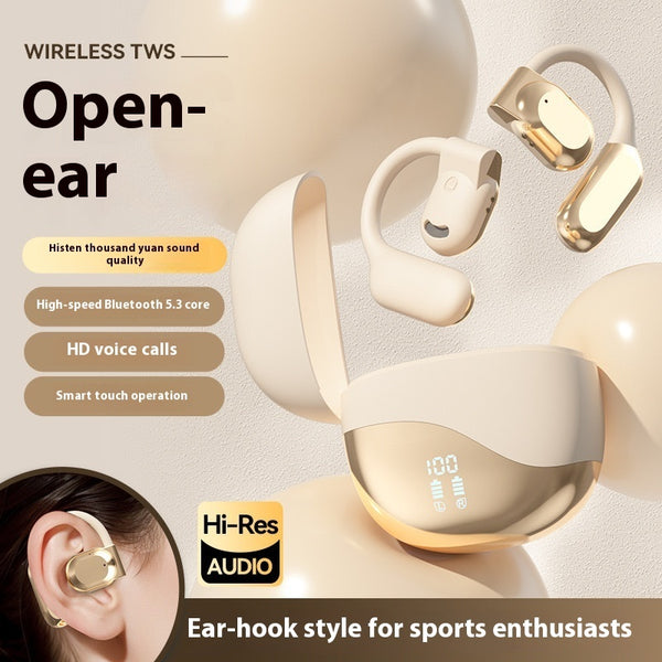 Revolutionary Open-Ear Bluetooth Headphones - Ultra-Long Battery Life with Digital Display