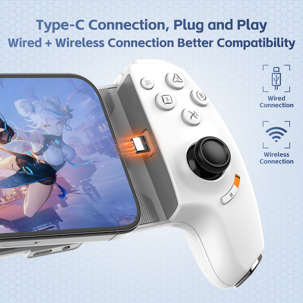 Advanced Type-C Gaming Controller - Dual Mode Wireless & Wired for Android, iOS, PC, PlayStation & Switch