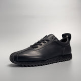 Premium Black Cowhide Casual Men's Genuine Leather Shoes - Breathable Low Heel Design