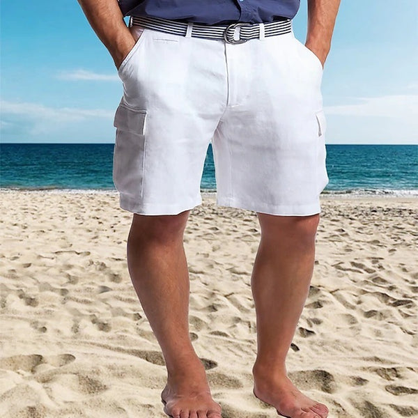 Comfortable Multi-Pocket Straight Leg Shorts - Breathable Cotton Blend for Men