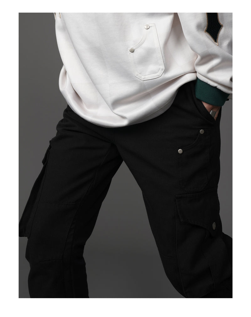 Retro Two-Tone Micro-Flare Cargo Pants - Contemporary Streetwear Essential