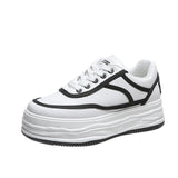 Stylish Korean Platform Sneakers - White Thick Sole Women's Casual Shoes