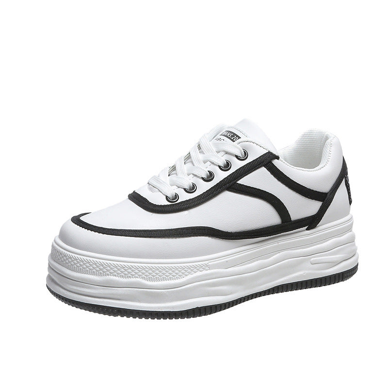 Stylish Korean Platform Sneakers - White Thick Sole Women's Casual Shoes