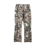 Military-Inspired Leaf Camo Flared Overalls - Men's Tactical Workwear