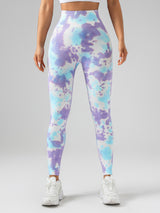 Premium High-Waisted Drip-Dye Yoga Leggings - 2 Pack Performance Set