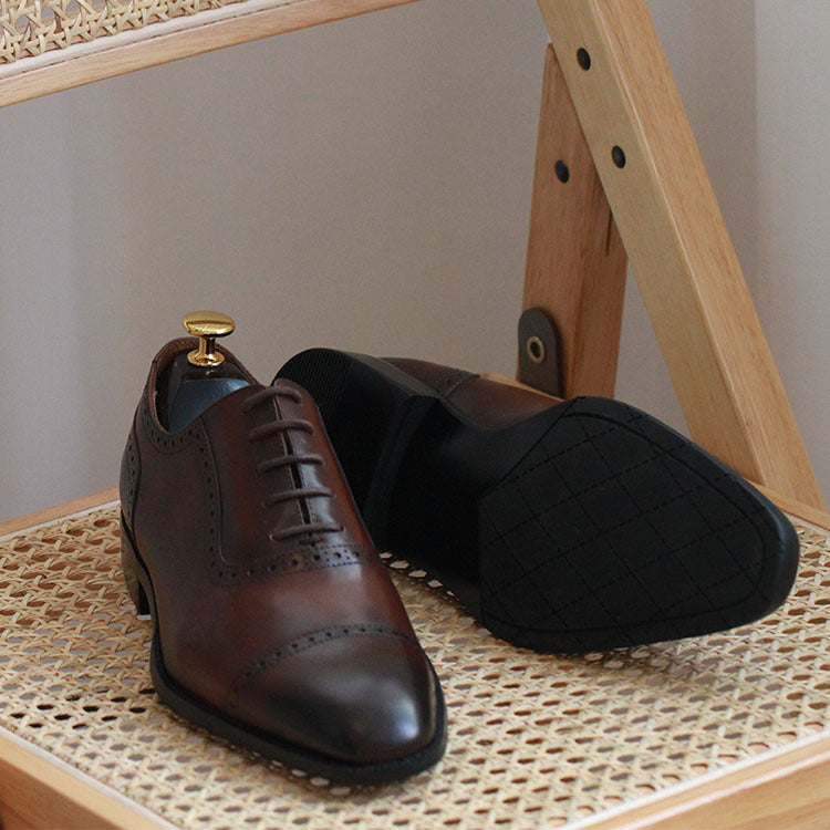 Men's Premium British Oxford Leather Dress Shoes - Classic Formal Business Footwear