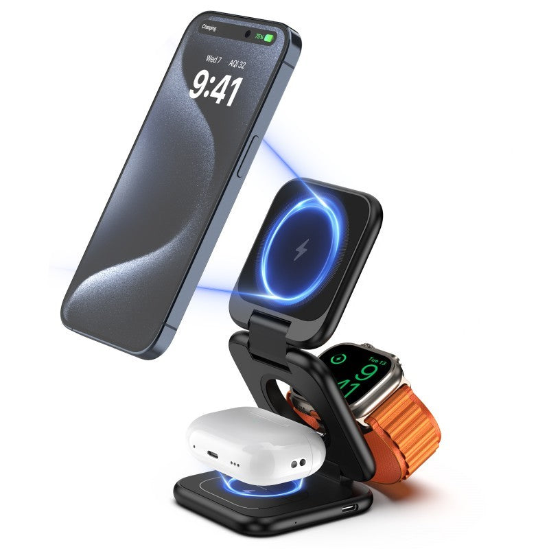 3-in-1 Magnetic Wireless Charging Station - Premium Desktop Charger