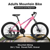 S26103 26 Inch Mountain Bike For Teenagers Girls Women, Shimano 21 Speeds With Dual Disc Brakes And 100mm Front Suspension