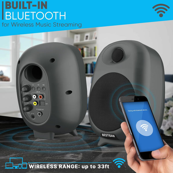 Compact Desktop USB Speakers - 2.0 Channel Wired Subwoofer System