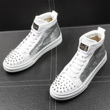 Professional Men's High-Top Hairdresser Shoes - Thick Sole Comfort Design
