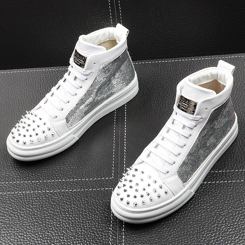 Professional Men's High-Top Hairdresser Shoes - Thick Sole Comfort Design