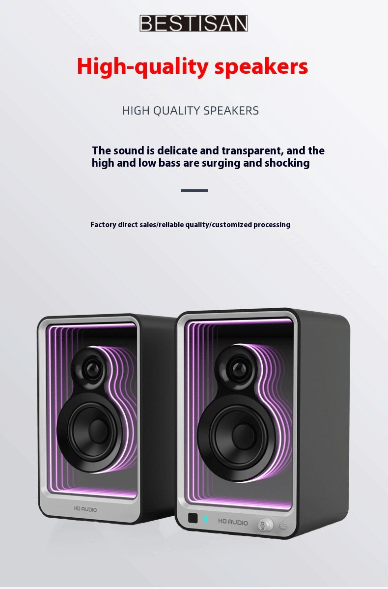 Premium Bluetooth Monitor Speakers - HIFI Computer Audio System with LED Lighting