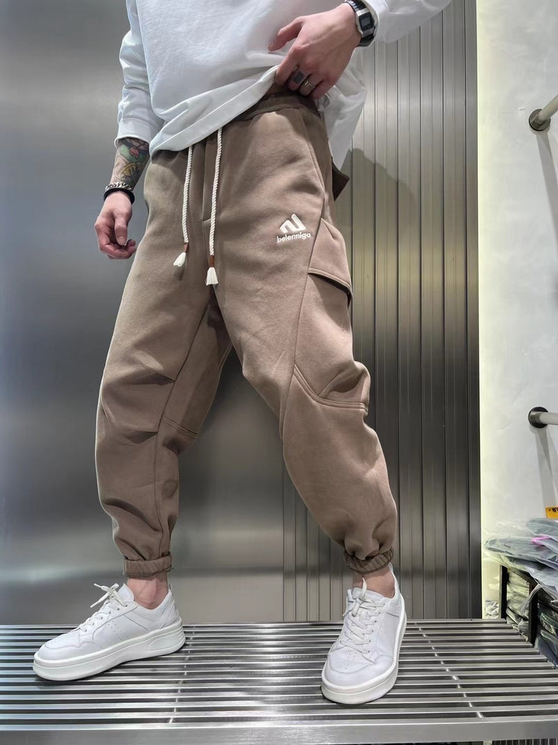 Tactical Fleece-Lined Cargo Pants for Men - Multi-Pocket Winter Trousers