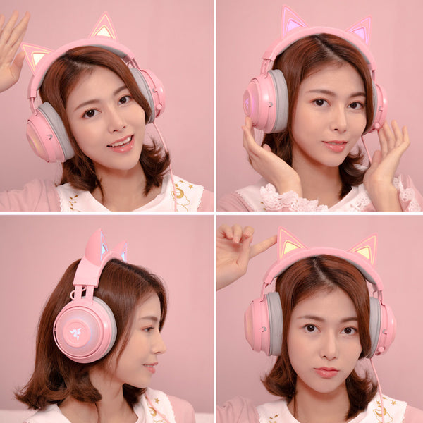 Luminous Cat Ear Gaming Headset - USB Wired Headphones with LED Glow