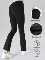 Premium Sharkskin Texture High-Waisted Flare Leggings - 4-Piece Sculpting Set