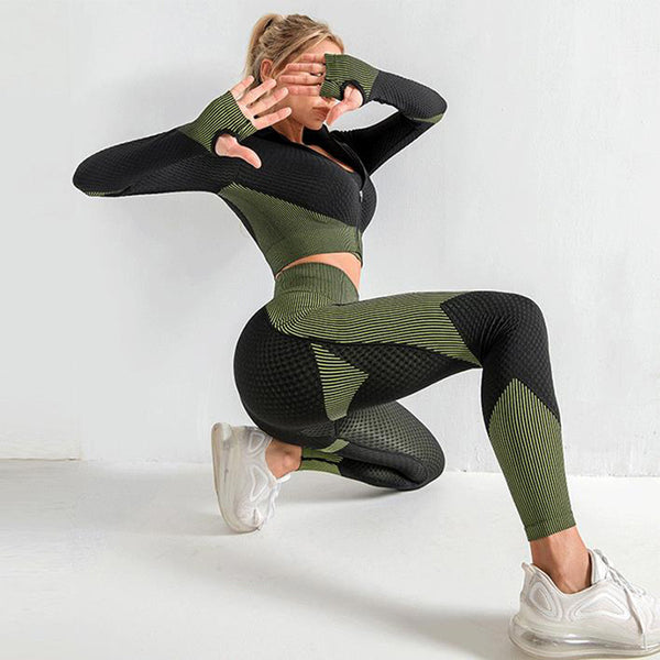 Premium 3-Piece Seamless Yoga Set - High-Performance Activewear Collection