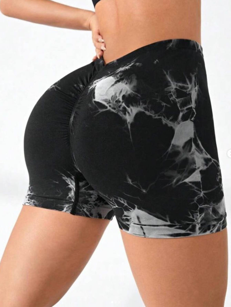 3-Pack Tie Dye Active Wear Shorts - Premium High-Waisted Contour Gym & Yoga Shorts
