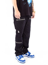 Stylish Black Multi-Pocket Cargo Trousers - Retro Micro-Flared Design