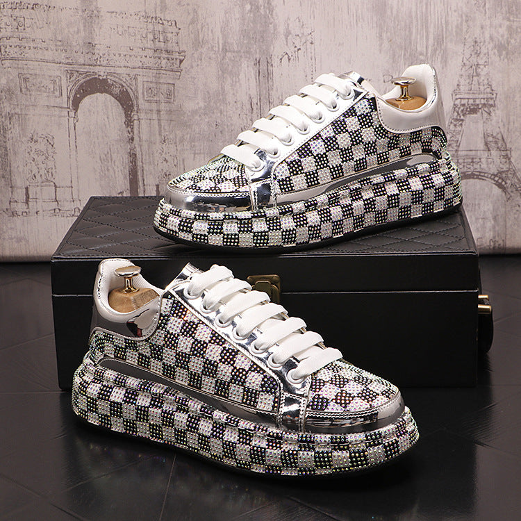 Men's Rhinestone Platform Shoes - Elevated Fashion Statement