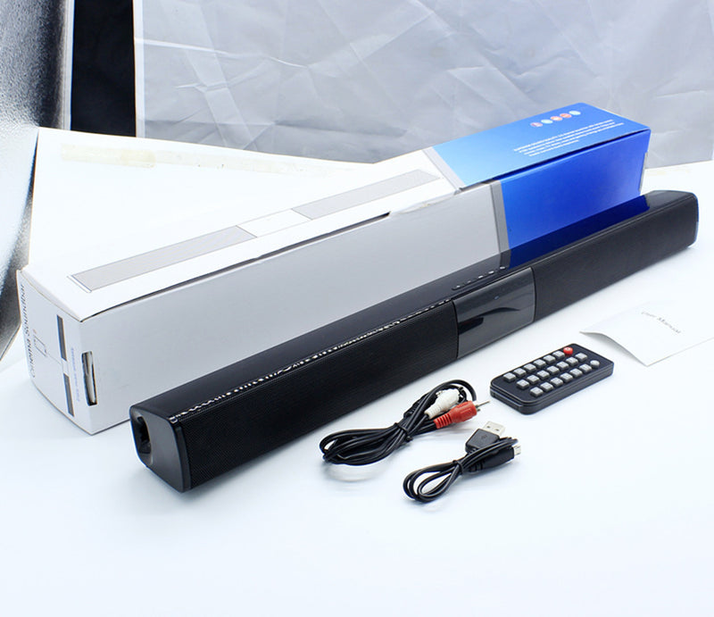 Sleek Metal Bluetooth Soundbar - Wireless Wall-Mount Speaker with Card Reader