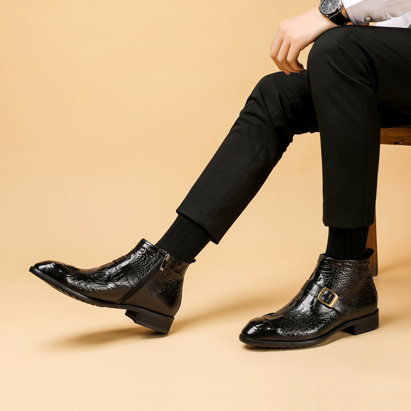 Premium Men's High-Top British Style Formal Leather Dress Shoes - Classic Oxford Design
