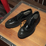 Sophisticated Leather Platform Elevator Shoes - Handcrafted Height-Boosting Footwear