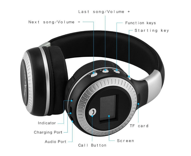 Advanced Bluetooth Wireless Headset - High-Fidelity Stereo Sound with FM Radio & TF Card Support